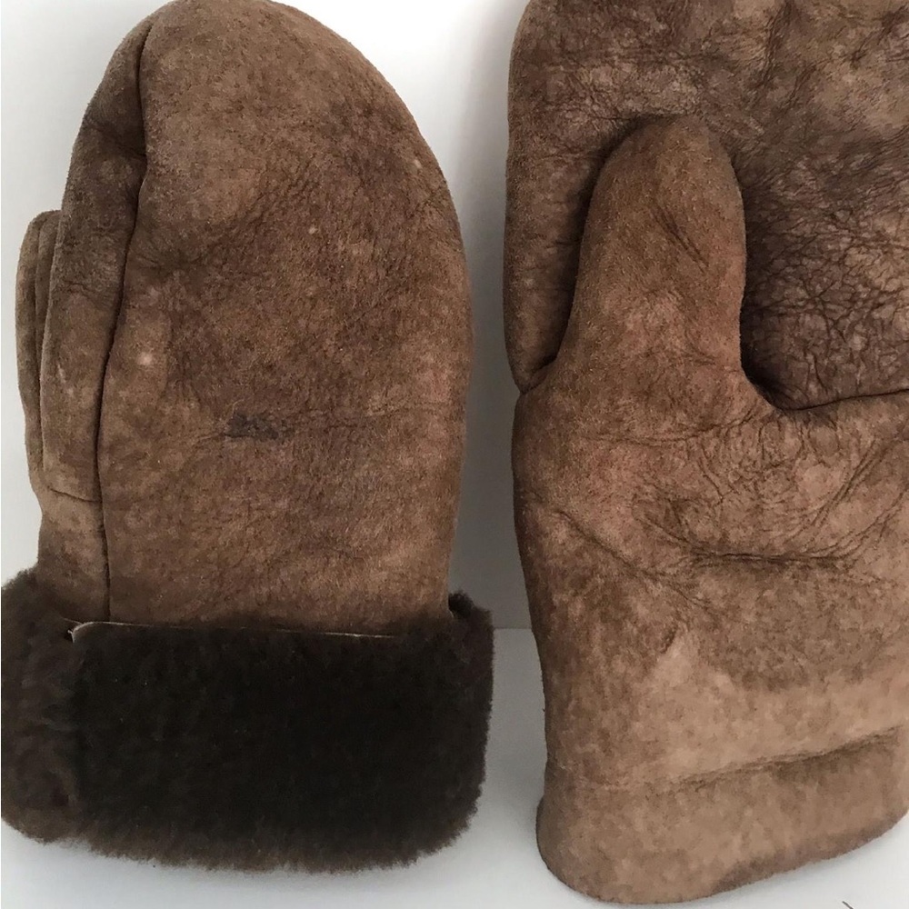 Fur Lined Suede Men’s Mittens, M/L